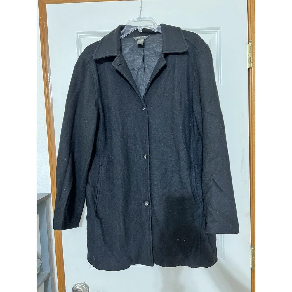 Banana Republic Black Wool Peacoat Coat Mens  Large